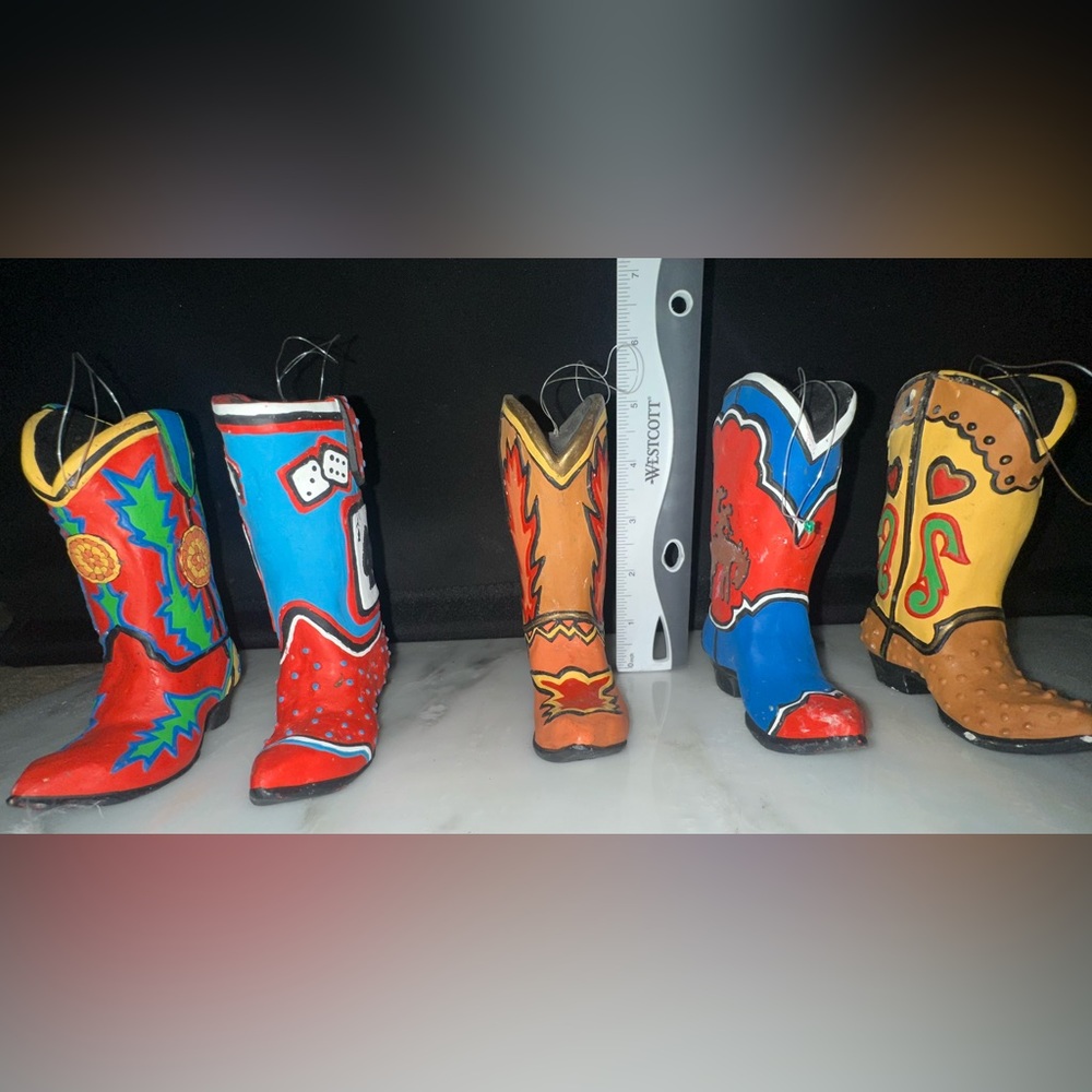 Vintage Dept 56 Cowboy boot ornaments set of 5